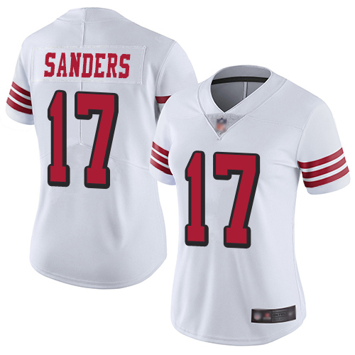 49ers #17 Emmanuel Sanders White Rush Women's Stitched Football Vapor Untouchable Limited Jersey 49ers #17 Emmanuel Sanders White Rush Women's Stitched Football Vapor Untouchable Limited Jersey