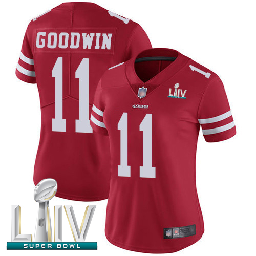 49ers #11 Marquise Goodwin Red Team Color Super Bowl LIV Bound Women's Stitched Football Vapor Untouchable Limited Jersey