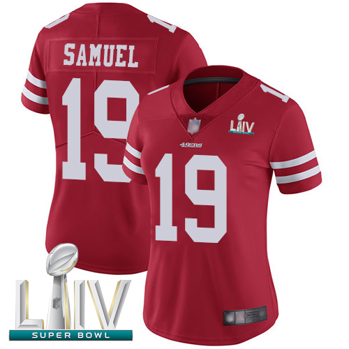 49ers #19 Deebo Samuel Red Team Color Super Bowl LIV Bound Women's Stitched Football Vapor Untouchable Limited Jersey