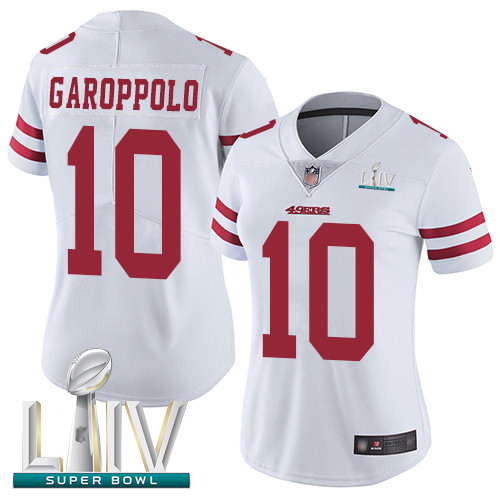 49ers #10 Jimmy Garoppolo White Super Bowl LIV Bound Women's Stitched Football Vapor Untouchable Limited Jersey