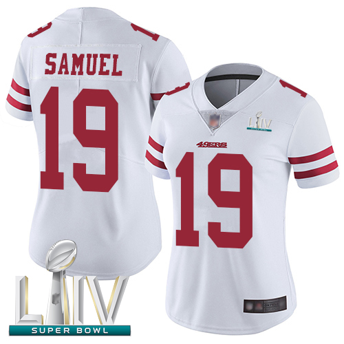 49ers #19 Deebo Samuel White Super Bowl LIV Bound Women's Stitched Football Vapor Untouchable Limited Jersey