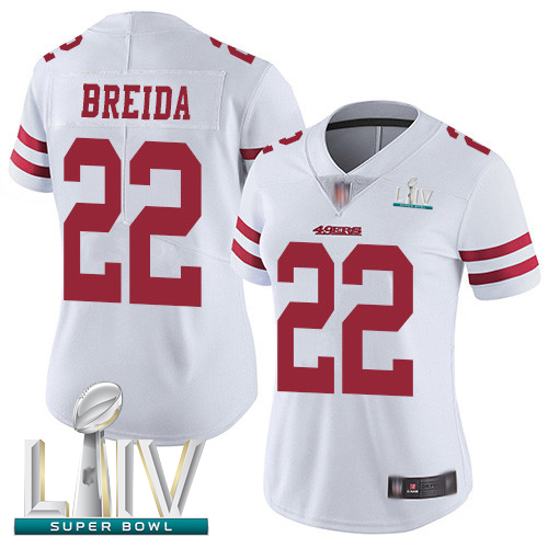 49ers #22 Matt Breida White Super Bowl LIV Bound Women's Stitched Football Vapor Untouchable Limited Jersey