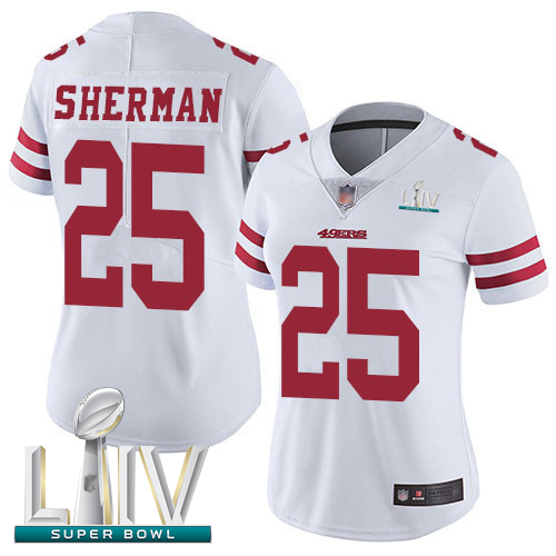 49ers #25 Richard Sherman White Super Bowl LIV Bound Women's Stitched Football Vapor Untouchable Limited Jersey