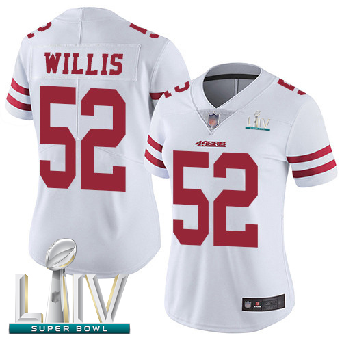 49ers #52 Patrick Willis White Super Bowl LIV Bound Women's Stitched Football Vapor Untouchable Limited Jersey