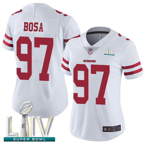49ers #97 Nick Bosa White Super Bowl LIV Bound Women's Stitched Football Vapor Untouchable Limited Jersey