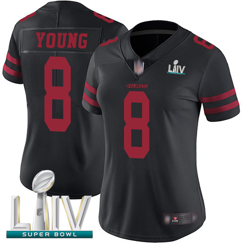 49ers #8 Steve Young Black Alternate Super Bowl LIV Bound Women's Stitched Football Vapor Untouchable Limited Jersey