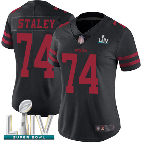 49ers #74 Joe Staley Black Alternate Super Bowl LIV Bound Women's Stitched Football Vapor Untouchable Limited Jersey