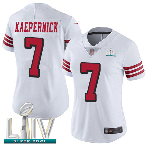 49ers #7 Colin Kaepernick White Rush Super Bowl LIV Bound Women's Stitched Football Vapor Untouchable Limited Jersey
