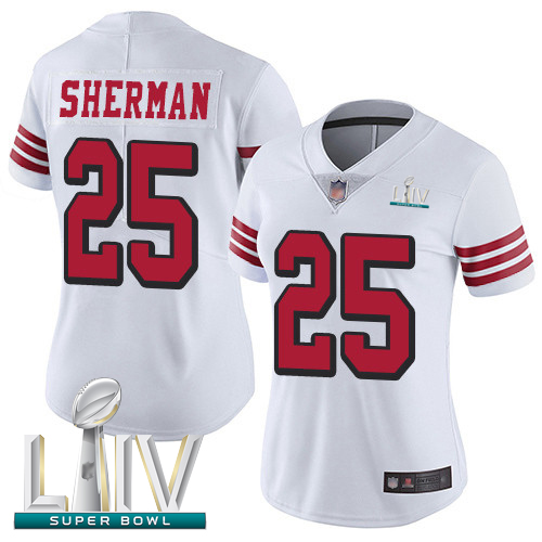 49ers #25 Richard Sherman White Rush Super Bowl LIV Bound Women's Stitched Football Vapor Untouchable Limited Jersey
