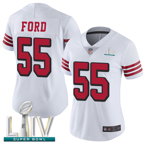 49ers #55 Dee Ford White Rush Super Bowl LIV Bound Women's Stitched Football Vapor Untouchable Limited Jersey