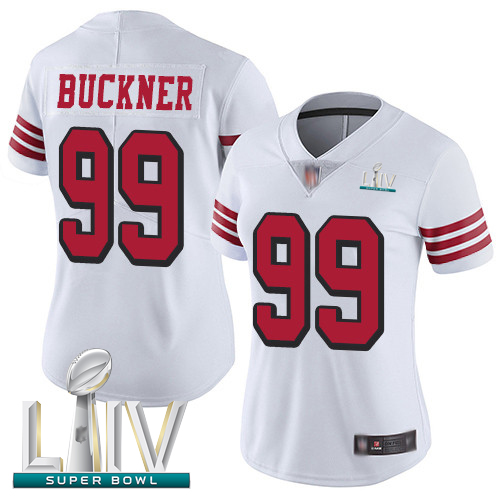 49ers #99 DeForest Buckner White Rush Super Bowl LIV Bound Women's Stitched Football Vapor Untouchable Limited Jersey