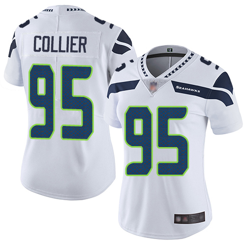Seahawks #95 L.J. Collier White Women's Stitched Football Vapor Untouchable Limited Jersey