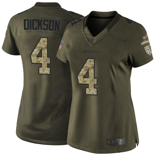 Seahawks #4 Michael Dickson Green Women's Stitched Football Limited 2015 Salute to Service Jersey