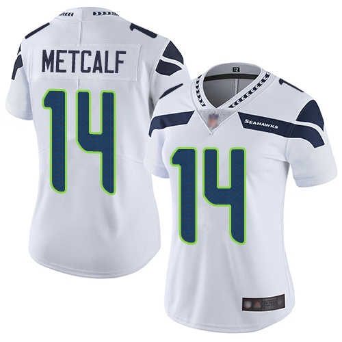 Seahawks #14 D.K. Metcalf White Women's Stitched Football Vapor Untouchable Limited Jersey