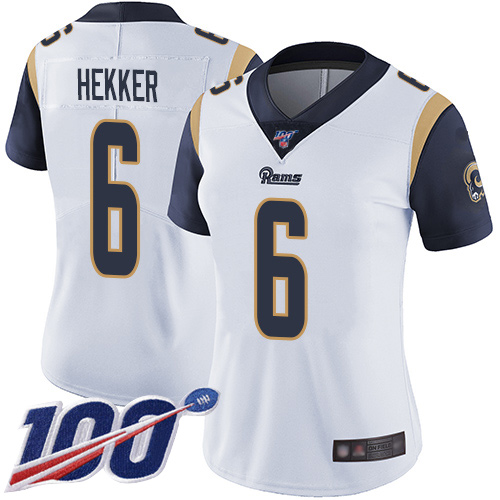 Rams #6 Johnny Hekker White Women's Stitched Football 100th Season Vapor Limited Jersey Rams #6 Johnny Hekker White Women's Stitched Football 100th Season Vapor Limited Jersey