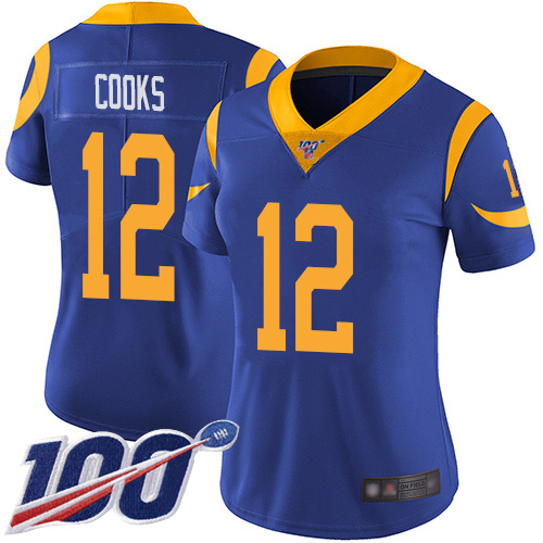 Rams #12 Brandin Cooks Royal Blue Alternate Women's Stitched Football 100th Season Vapor Limited Jersey Rams #12 Brandin Cooks Royal Blue Alternate Women's Stitched Football 100th Season Vapor Limited Jersey