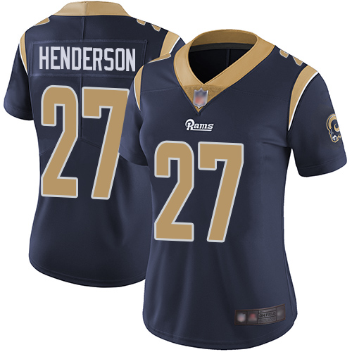 Rams #27 Darrell Henderson Navy Blue Team Color Women's Stitched Football Vapor Untouchable Limited Jersey