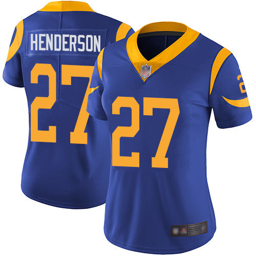 Rams #27 Darrell Henderson Royal Blue Alternate Women's Stitched Football Vapor Untouchable Limited Jersey Rams #27 Darrell Henderson Royal Blue Alternate Women's Stitched Football Vapor Untouchable Limited Jersey