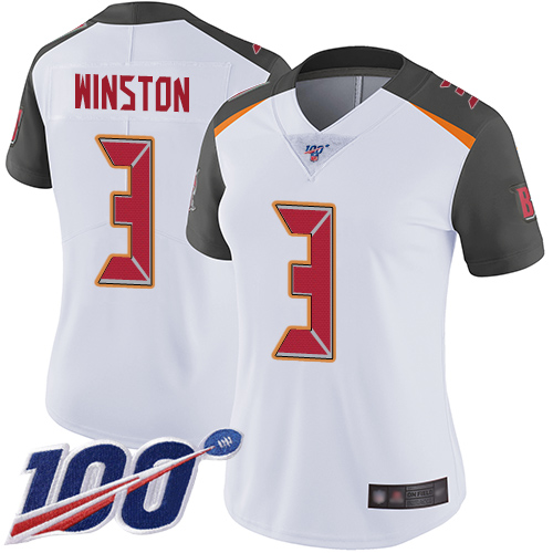 Buccaneers #3 Jameis Winston White Women's Stitched Football 100th Season Vapor Limited Jersey Buccaneers #3 Jameis Winston White Women's Stitched Football 100th Season Vapor Limited Jersey