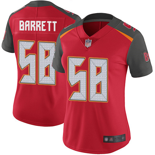 Buccaneers #58 Shaquil Barrett Red Team Color Women's Stitched Football Vapor Untouchable Limited Jersey