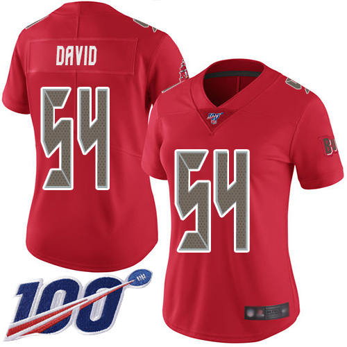 Buccaneers #54 Lavonte David Red Women's Stitched Football Limited Rush 100th Season Jersey