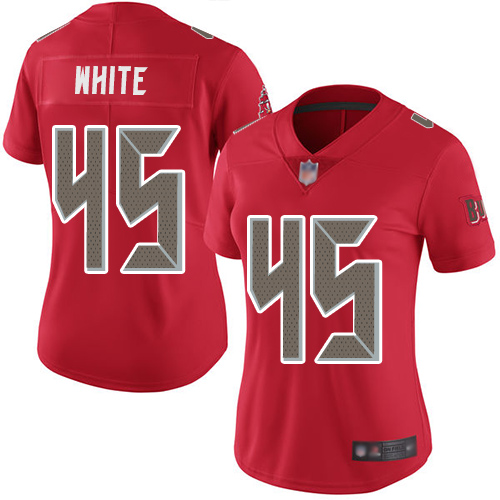 Buccaneers #41 Devin White Red Women's Stitched Football Limited Rush Jersey