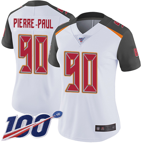 Buccaneers #90 Jason Pierre-Paul White Women's Stitched Football 100th Season Vapor Limited Jersey Buccaneers #90 Jason Pierre-Paul White Women's Stitched Football 100th Season Vapor Limited Jersey