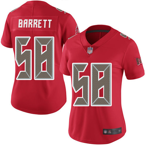 Buccaneers #58 Shaquil Barrett Red Women's Stitched Football Limited Rush Jersey
