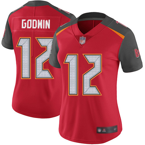 Buccaneers #12 Chris Godwin Red Team Color Women's Stitched Football Vapor Untouchable Limited Jersey