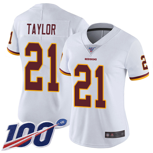 Redskins #21 Sean Taylor White Women's Stitched Football 100th Season Vapor Limited Jersey