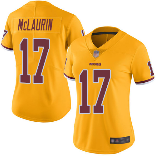 Redskins #17 Terry McLaurin Gold Women's Stitched Football Limited Rush Jersey