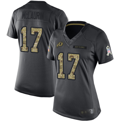 Redskins #17 Terry McLaurin Black Women's Stitched Football Limited 2016 Salute to Service Jersey