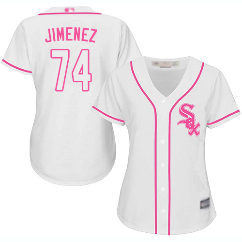 White Sox #74 Eloy Jimenez White/Pink Fashion Women's Stitched Baseball Jersey