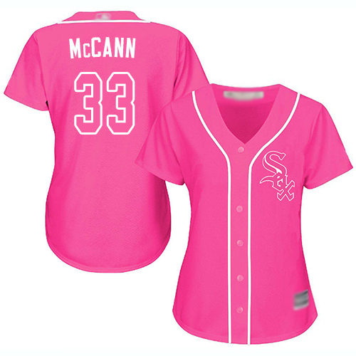 White Sox #33 James McCann Pink Fashion Women's Stitched Baseball Jersey White Sox #33 James McCann Pink Fashion Women's Stitched Baseball Jersey