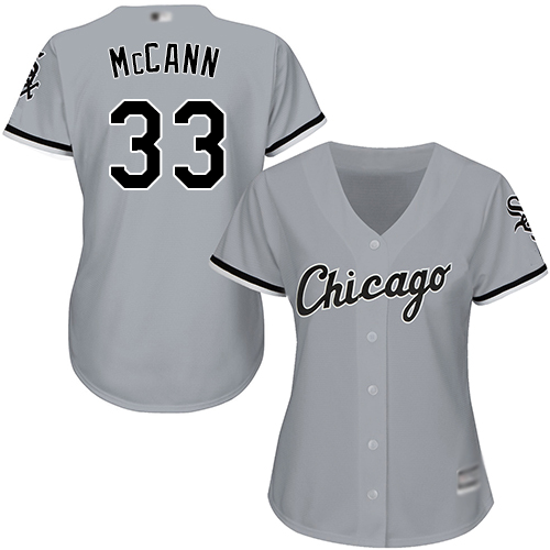White Sox #33 James McCann Grey Road Women's Stitched Baseball Jersey