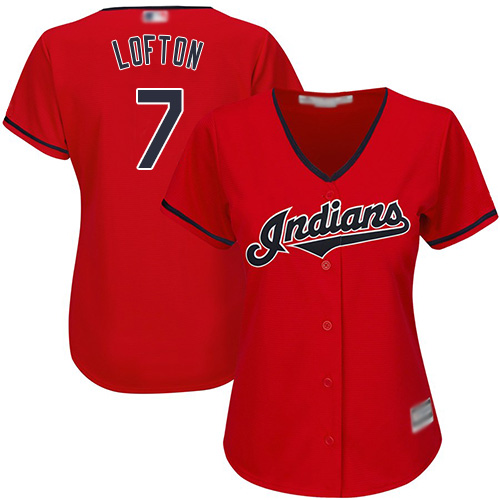 Indians #7 Kenny Lofton Red Women's Stitched Baseball Jersey
