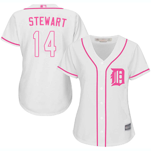 Tigers #14 Christin Stewart White/Pink Fashion Women's Stitched Baseball Jersey