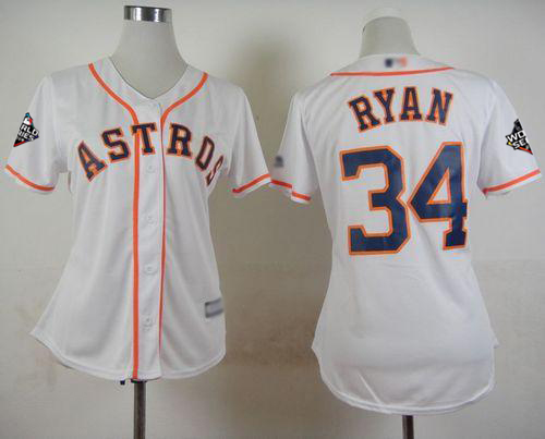 Astros #34 Nolan Ryan White Home 2019 World Series Bound Women's Stitched Baseball Jersey Astros #34 Nolan Ryan White Home 2019 World Series Bound Women's Stitched Baseball Jersey