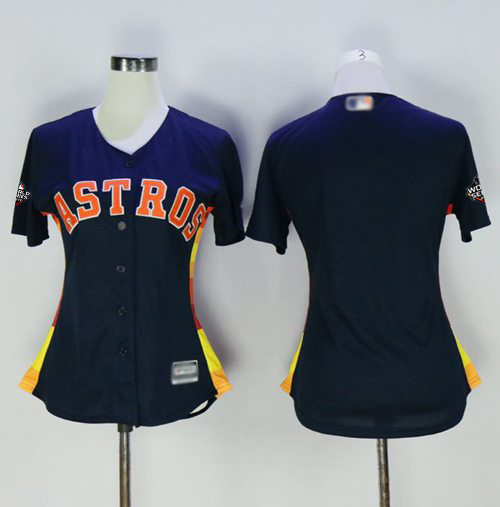 Astros Blank Navy Blue Alternate 2019 World Series Bound Women's Stitched Baseball Jersey