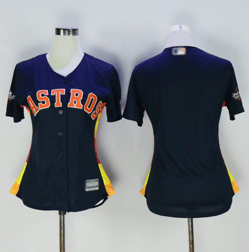 Astros Blank Navy Blue Alternate 2019 World Series Bound Women's Stitched Baseball Jersey Astros Blank Navy Blue Alternate 2019 World Series Bound Women's Stitched Baseball Jersey