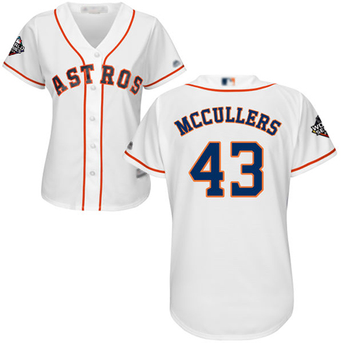 Astros #43 Lance McCullers White Home 2019 World Series Bound Women's Stitched Baseball Jersey Astros #43 Lance McCullers White Home 2019 World Series Bound Women's Stitched Baseball Jersey