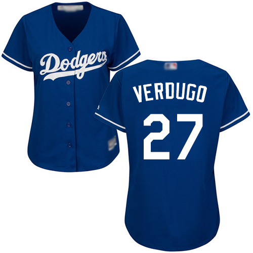 Dodgers #27 Alex Verdugo Blue Alternate Women's Stitched Baseball Jersey Dodgers #27 Alex Verdugo Blue Alternate Women's Stitched Baseball Jersey