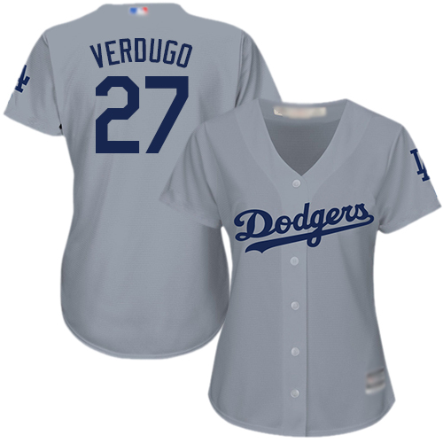 Dodgers #27 Alex Verdugo Grey Alternate Road Women's Stitched Baseball Jersey Dodgers #27 Alex Verdugo Grey Alternate Road Women's Stitched Baseball Jersey