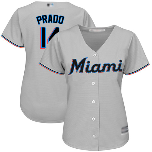 Marlins #14 Martin Prado Grey Road Women's Stitched Baseball Jersey