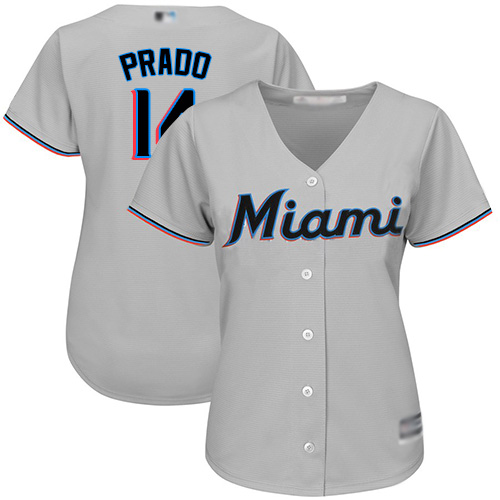 Marlins #14 Martin Prado Grey Road Women's Stitched Baseball Jersey Marlins #14 Martin Prado Grey Road Women's Stitched Baseball Jersey