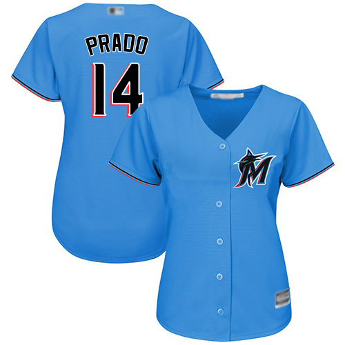 Marlins #14 Martin Prado Blue Alternate Women's Stitched Baseball Jersey
