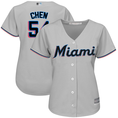 Marlins #54 Wei-Yin Chen Grey Road Women's Stitched Baseball Jersey