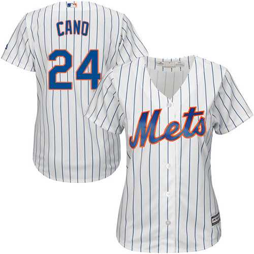 Mets #24 Robinson Cano White(Blue Strip) Women's Home Stitched Baseball Jersey