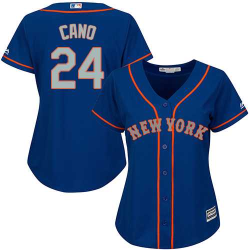 Mets #24 Robinson Cano Blue(Grey NO.) Alternate Women's Stitched Baseball Jersey