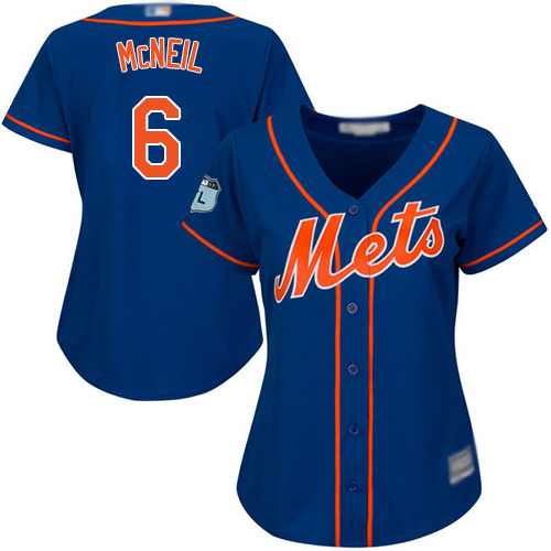 Mets #6 Jeff McNeil Blue Alternate Women's Stitched Baseball Jersey